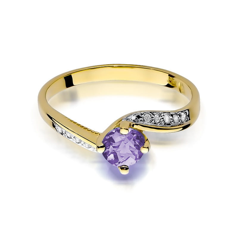 Inel Aur 14K cu Tanzanit 0.50 ct si Diamante Naturale 0.05 ct, imaginea 2 din 11