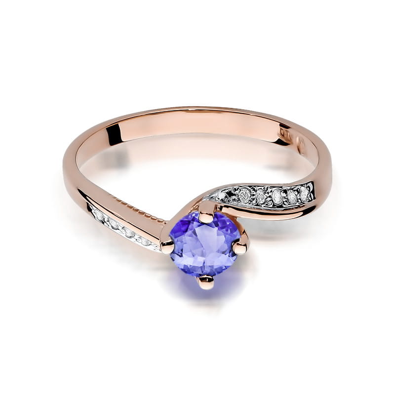 Inel Aur 14K cu Tanzanit 0.50 ct si Diamante Naturale 0.05 ct, imaginea 9 din 11