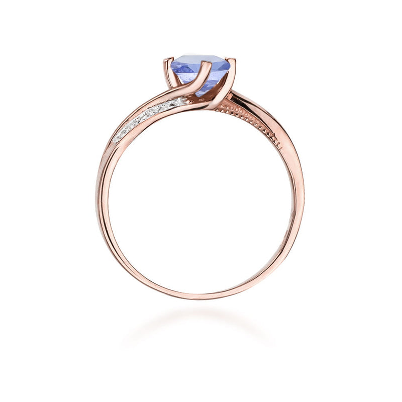 Inel Aur 14K cu Tanzanit 0.50 ct si Diamante Naturale 0.05 ct, imaginea 10 din 11