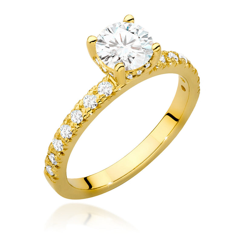 Inel Aur 14K cu Diamante Naturale 0.96 ct — Aur galben