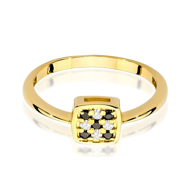 Inel Aur 14K cu Diamante Naturale Albe si Negre 0.13 ct, imaginea 2 din 11