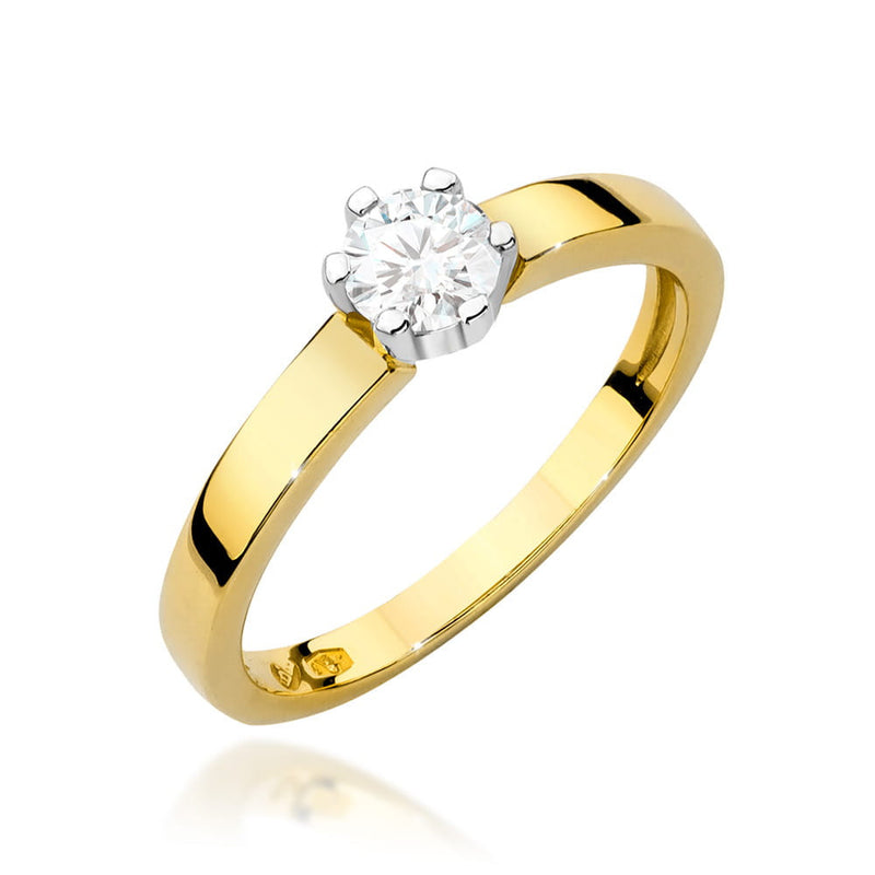Inel Aur 14K cu Diamant Natural 0.25 ct — Aur galben