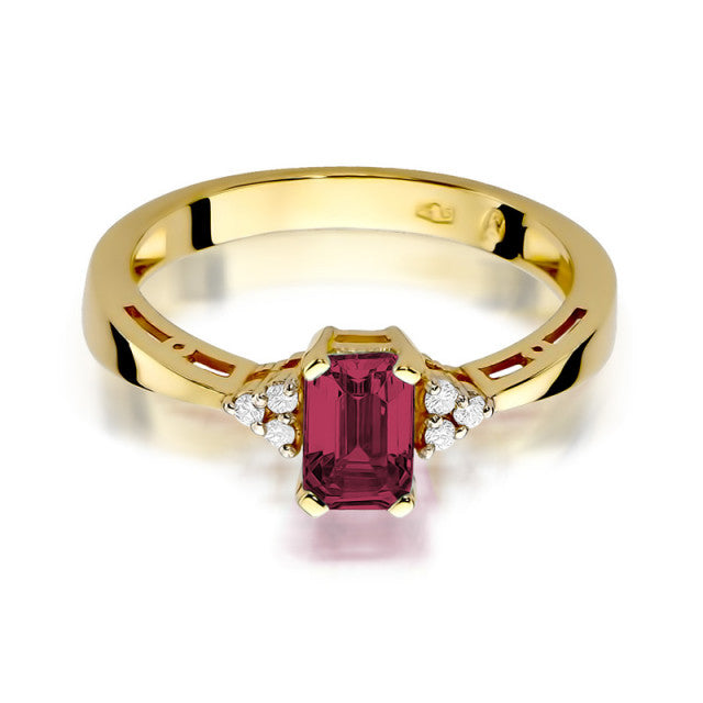 Inel Aur 14K cu Rubin 0.80 ct si Diamante Naturale 0.03 ct, imaginea 2 din 10