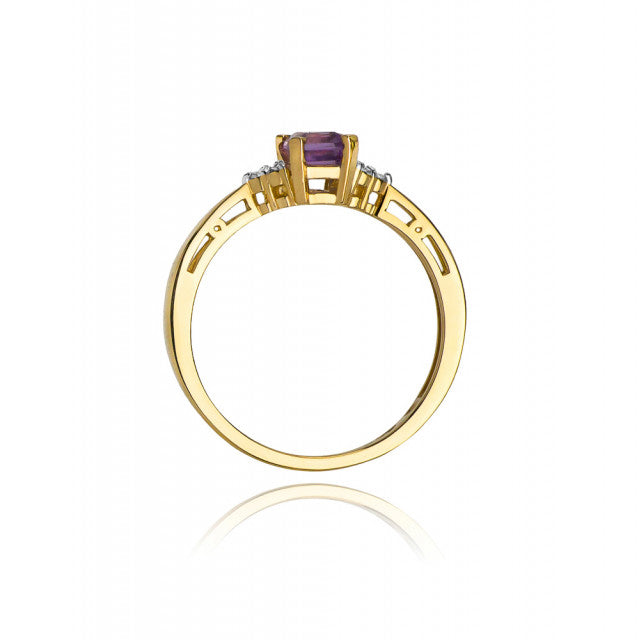 Inel Aur 14K cu Rubin 0.80 ct si Diamante Naturale 0.03 ct, imaginea 3 din 10