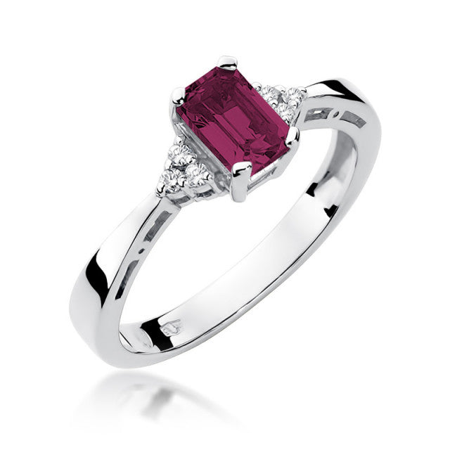 Inel Aur 14K cu Rubin 0.80 ct si Diamante Naturale 0.03 ct, imaginea 5 din 10