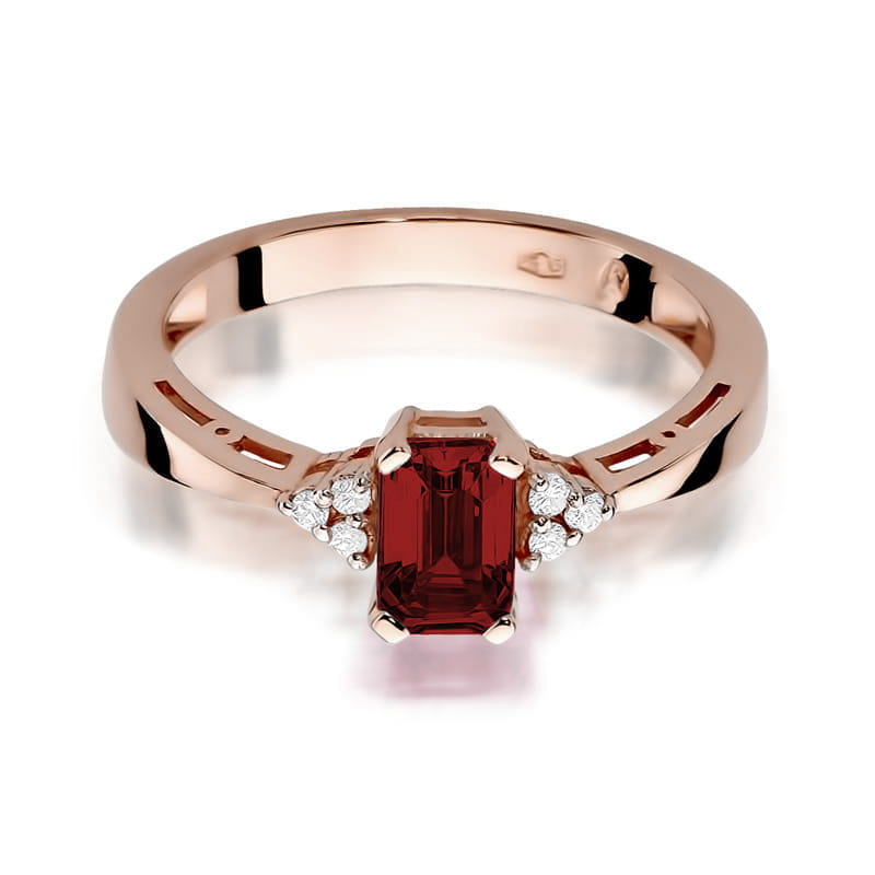 Inel Aur 14K cu Rubin 0.80 ct si Diamante Naturale 0.03 ct, imaginea 9 din 10