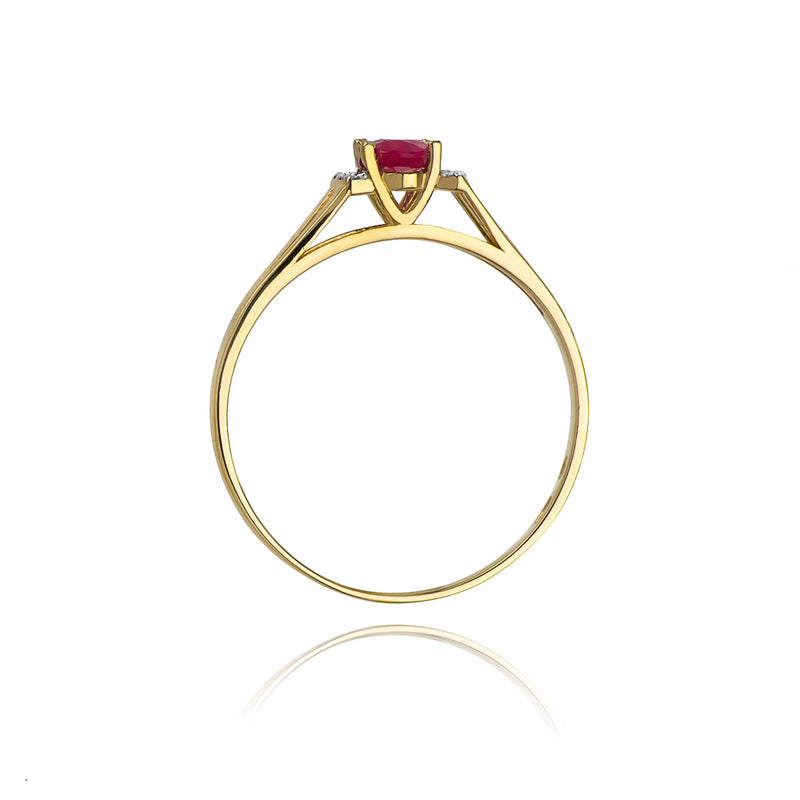 Inel Aur 14K cu Rubin 0.60 ct si Diamante Naturale 0.05 ct, imaginea 3 din 12