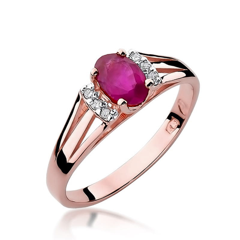 Inel Aur 14K cu Rubin 0.60 ct si Diamante Naturale 0.05 ct, imaginea 10 din 12
