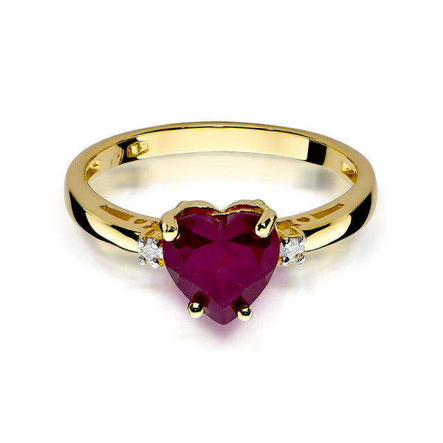 Inel Aur 14K cu Rubin 1.70 ct si Diamante Naturale 0.03 ct, imaginea 2 din 10