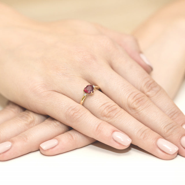 Inel Aur 14K cu Rubin 1.70 ct si Diamante Naturale 0.03 ct, imaginea 7 din 10