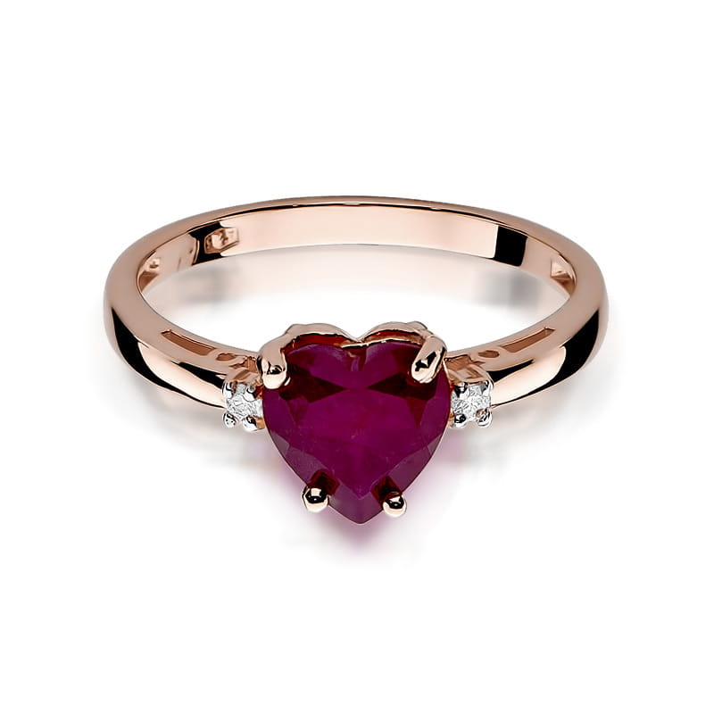 Inel Aur 14K cu Rubin 1.70 ct si Diamante Naturale 0.03 ct, imaginea 9 din 10