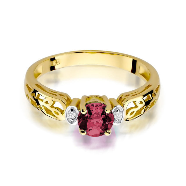 Inel Aur 14K cu Rubin 0.60 ct si Diamante Naturale 0.02 ct, imaginea 2 din 10