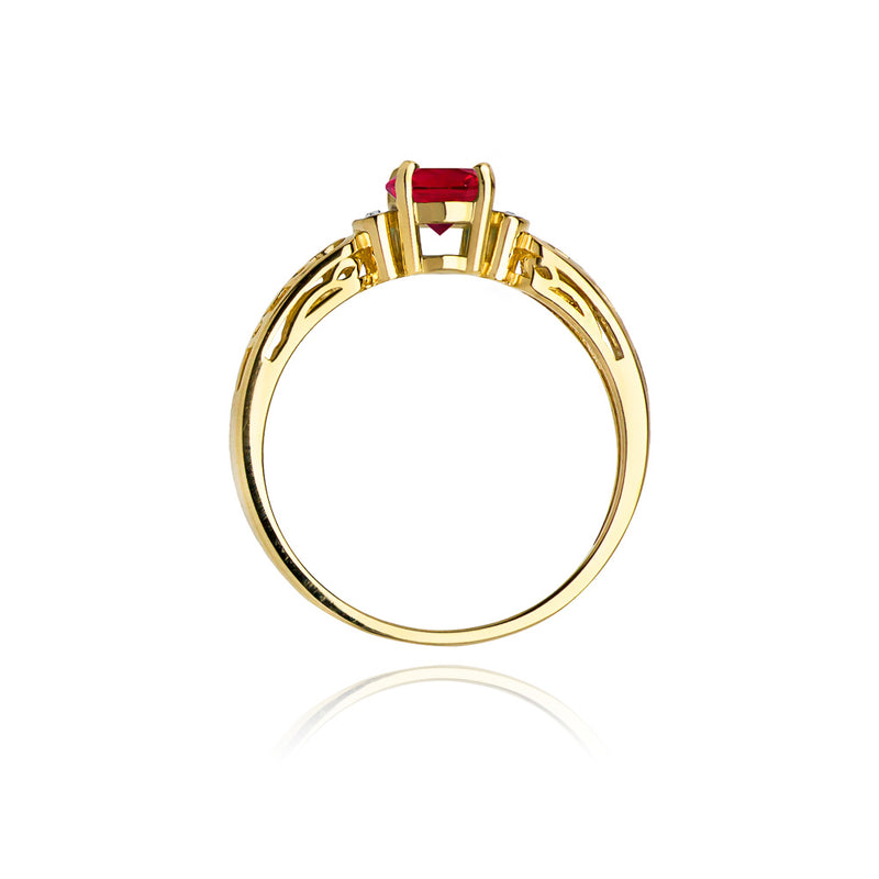 Inel Aur 14K cu Rubin 0.60 ct si Diamante Naturale 0.02 ct, imaginea 3 din 10