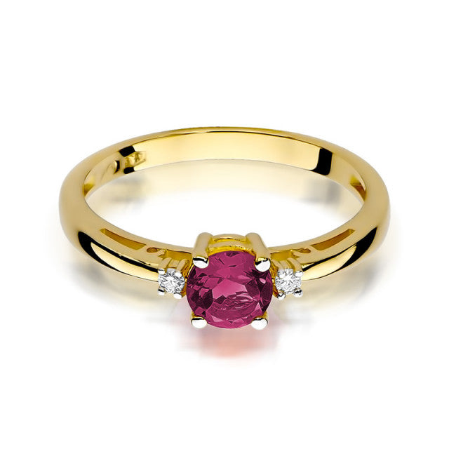 Inel Aur 14K cu Rubin 0.60 ct si Diamante Naturale 0.03 ct, imaginea 2 din 10