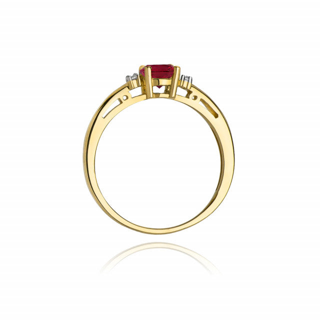 Inel Aur 14K cu Rubin 0.60 ct si Diamante Naturale 0.03 ct, imaginea 3 din 10