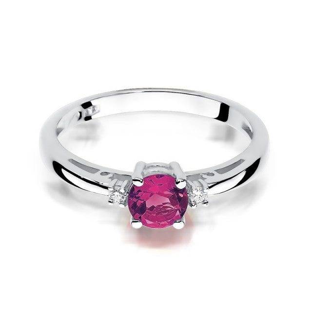 Inel Aur 14K cu Rubin 0.60 ct si Diamante Naturale 0.03 ct, imaginea 6 din 10