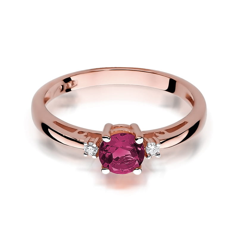 Inel Aur 14K cu Rubin 0.60 ct si Diamante Naturale 0.03 ct, imaginea 9 din 10