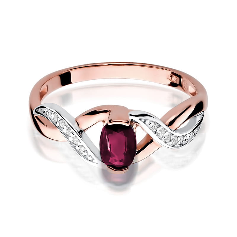 Inel Aur 14K cu Rubin 0.60 ct si Diamante Naturale 0.05 ct, imaginea 9 din 10
