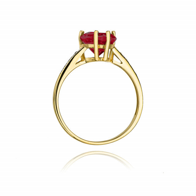 Inel Aur 14K cu Rubin 1.70 ct si Diamante Naturale 0.04 ct, imaginea 3 din 10