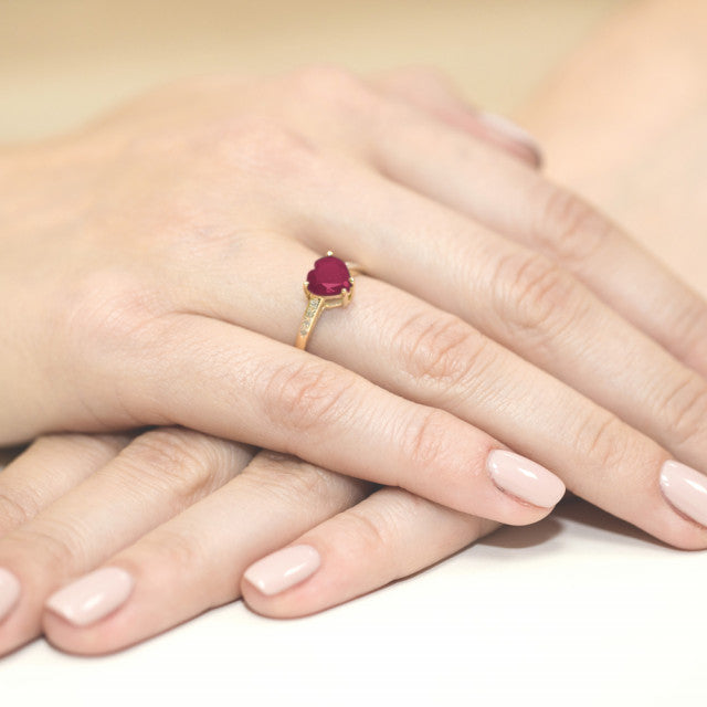 Inel Aur 14K cu Rubin 1.70 ct si Diamante Naturale 0.04 ct, imaginea 4 din 10