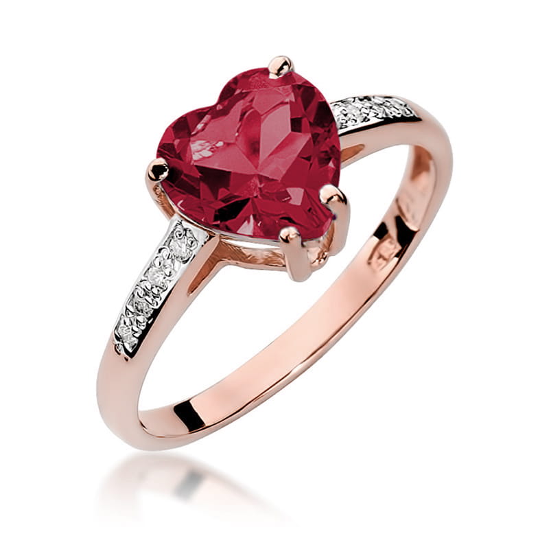 Inel Aur 14K cu Rubin 1.70 ct si Diamante Naturale 0.04 ct, imaginea 8 din 10