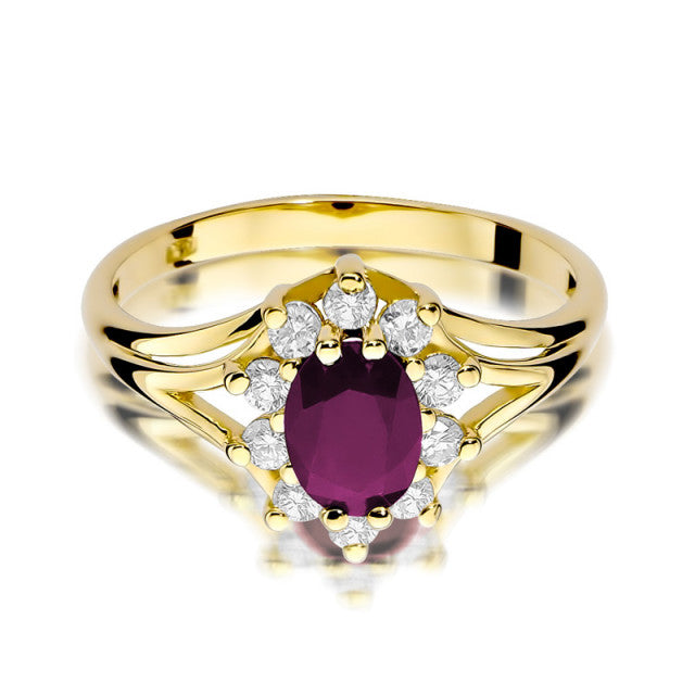 Inel Aur 14K cu Rubin 1.00 ct si Diamante Naturale 0.30 ct, imaginea 2 din 9