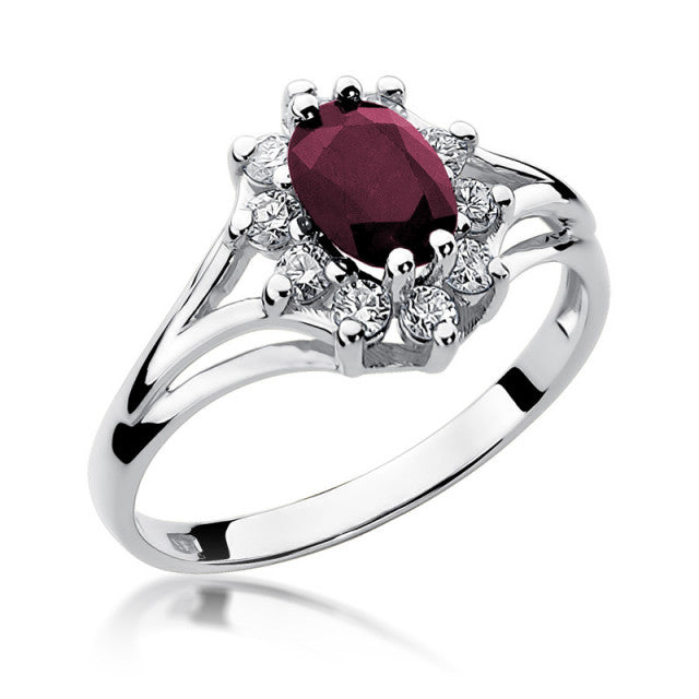 Inel Aur 14K cu Rubin 1.00 ct si Diamante Naturale 0.30 ct, imaginea 4 din 9