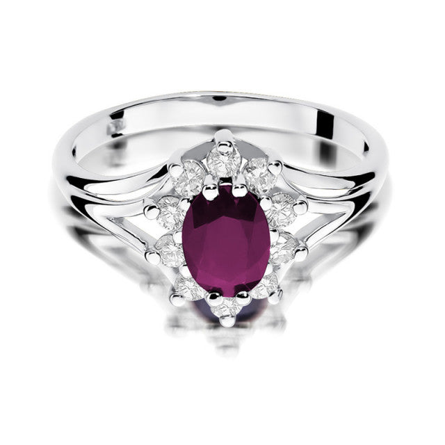 Inel Aur 14K cu Rubin 1.00 ct si Diamante Naturale 0.30 ct, imaginea 5 din 9