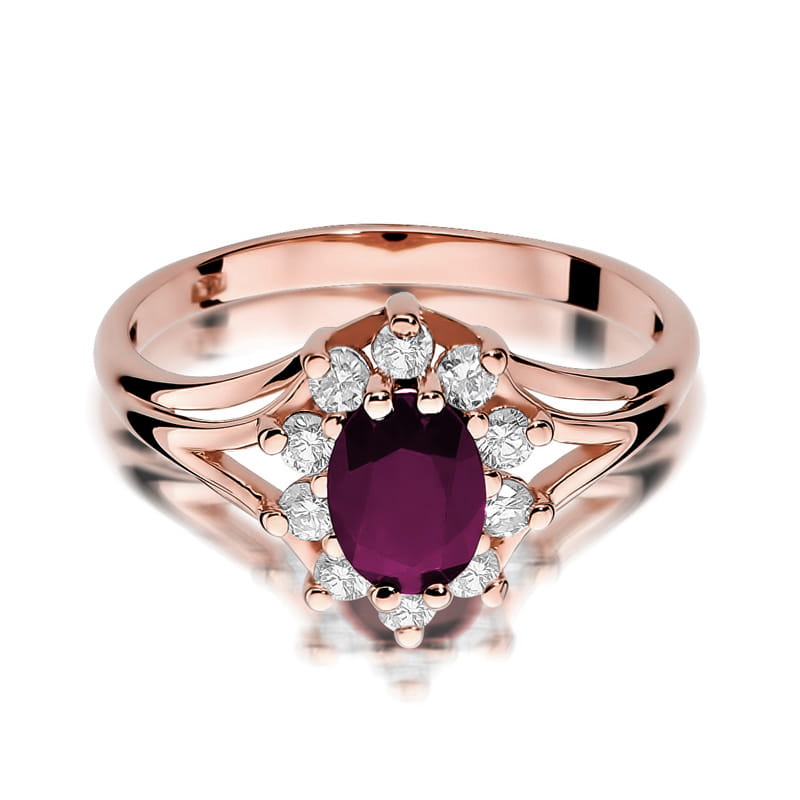 Inel Aur 14K cu Rubin 1.00 ct si Diamante Naturale 0.30 ct, imaginea 8 din 9