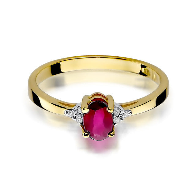 Inel Aur 14K cu Rubin 0.60 ct si Diamante Naturale 0.05 ct, imaginea 2 din 10