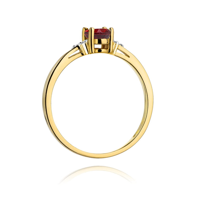 Inel Aur 14K cu Rubin 0.60 ct si Diamante Naturale 0.05 ct, imaginea 3 din 10