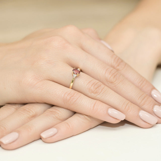 Inel Aur 14K cu Rubin 0.60 ct si Diamante Naturale 0.05 ct, imaginea 4 din 10