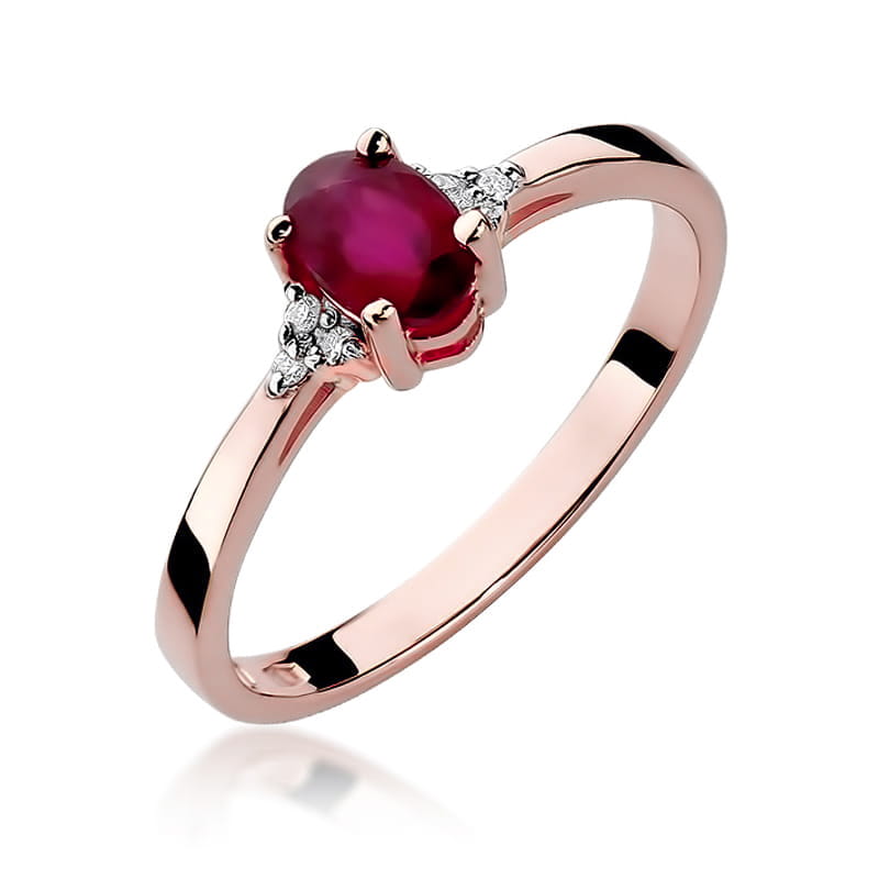 Inel Aur 14K cu Rubin 0.60 ct si Diamante Naturale 0.05 ct, imaginea 8 din 10