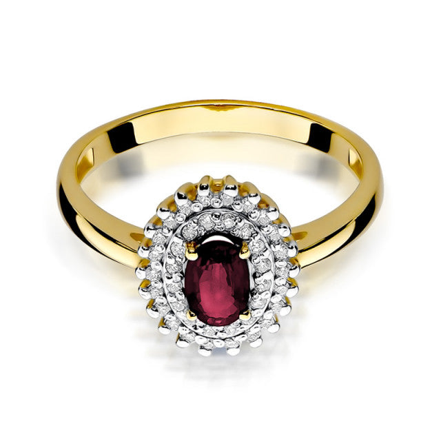 Inel Aur 14K cu Rubin 0.60 ct si Diamante Naturale 0.20 ct, imaginea 2 din 10