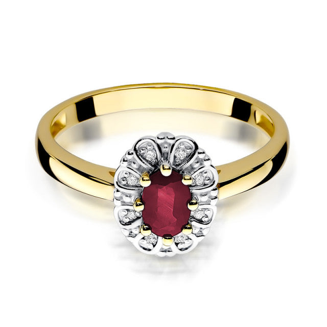 Inel Aur 14K cu Rubin 0.60 ct si Diamante Naturale 0.07 ct, imaginea 2 din 11