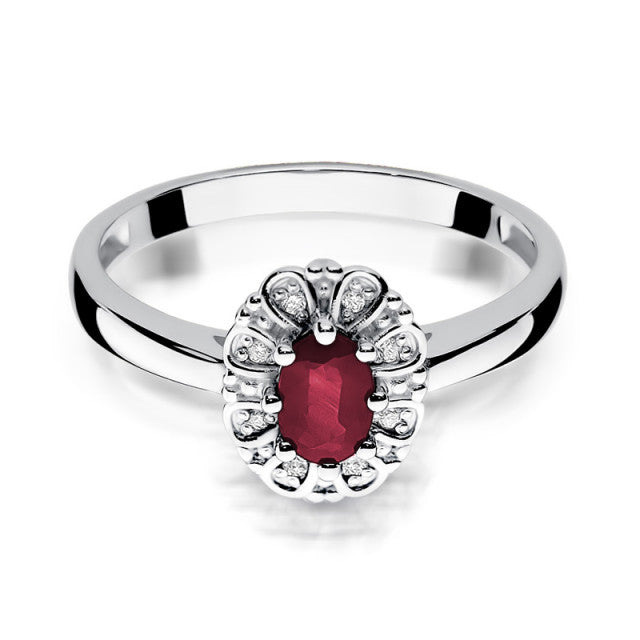 Inel Aur 14K cu Rubin 0.60 ct si Diamante Naturale 0.07 ct, imaginea 6 din 11