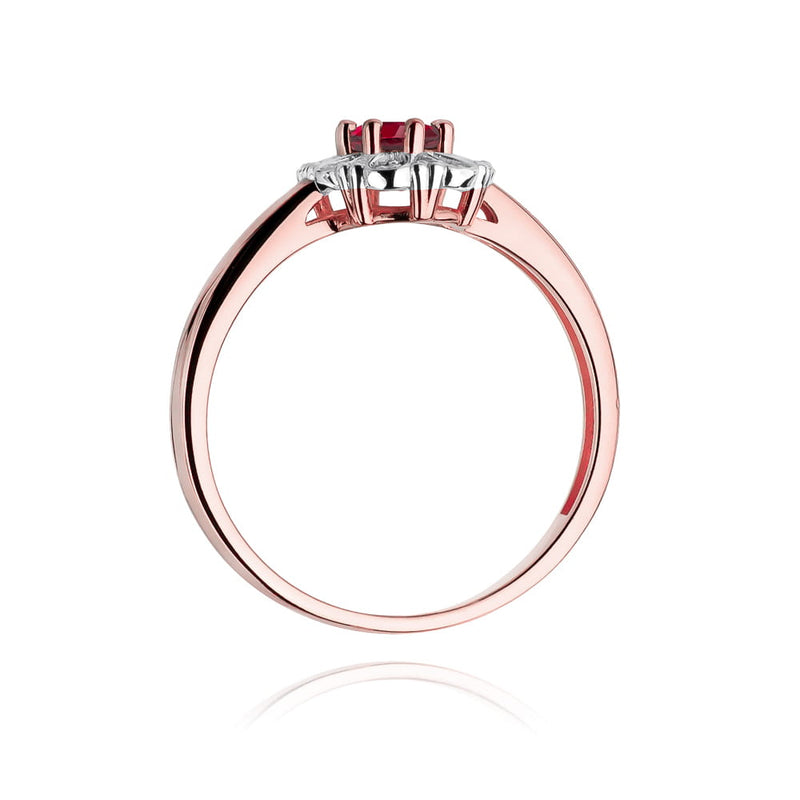 Inel Aur 14K cu Rubin 0.60 ct si Diamante Naturale 0.07 ct, imaginea 10 din 11