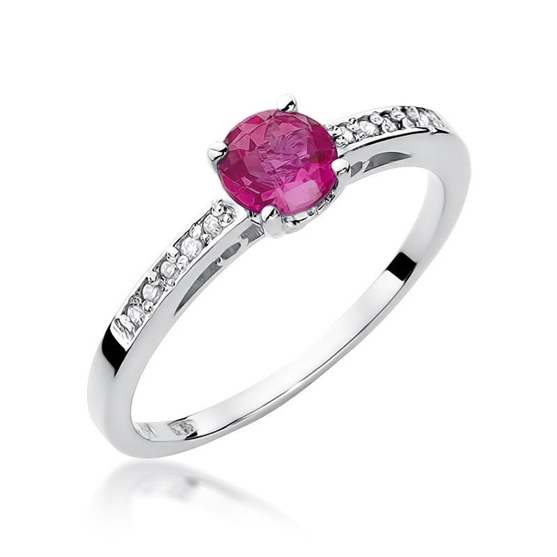Inel Aur 14K cu Rubin 0.60 ct si Diamante Naturale 0.05 ct, imaginea 4 din 9