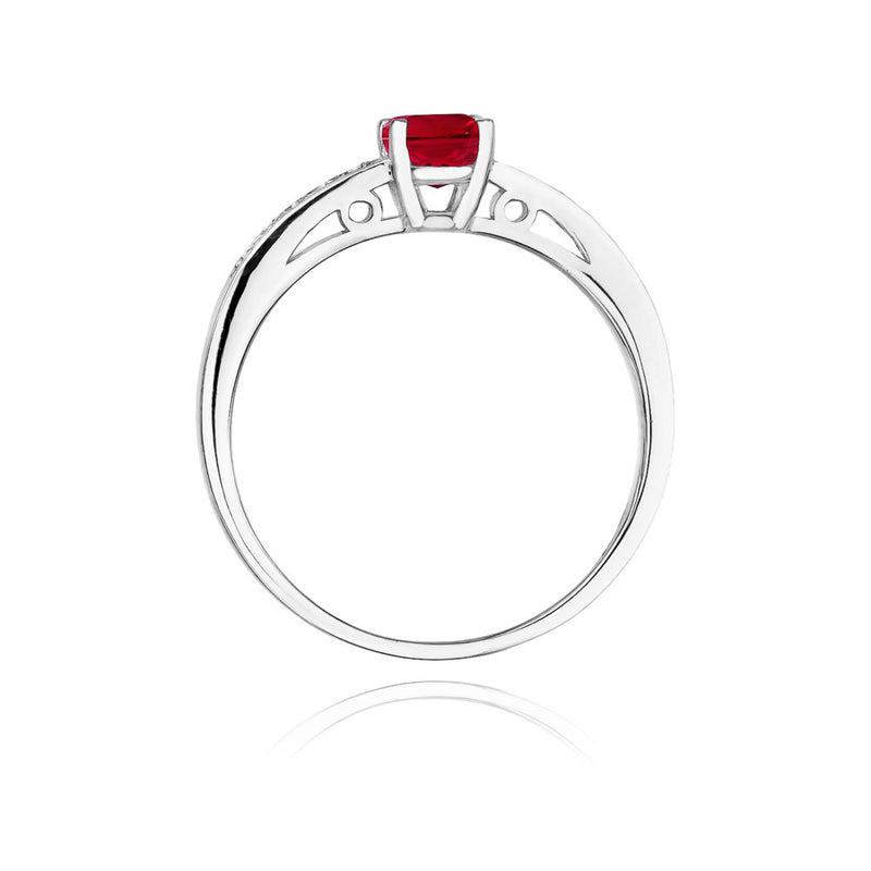 Inel Aur 14K cu Rubin 0.60 ct si Diamante Naturale 0.05 ct, imaginea 6 din 9