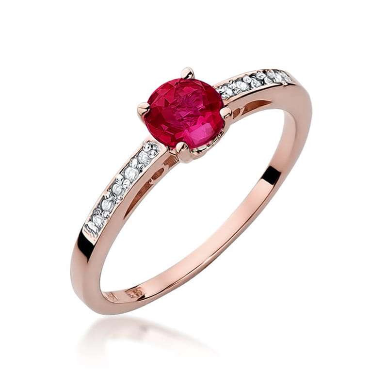 Inel Aur 14K cu Rubin 0.60 ct si Diamante Naturale 0.05 ct, imaginea 7 din 9
