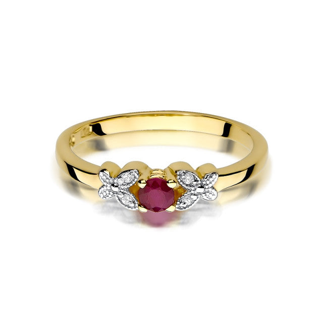 Inel Aur 14K cu Rubin 0.15 ct si Diamante Naturale 0.02 ct, imaginea 2 din 11