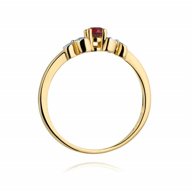 Inel Aur 14K cu Rubin 0.15 ct si Diamante Naturale 0.02 ct, imaginea 3 din 11