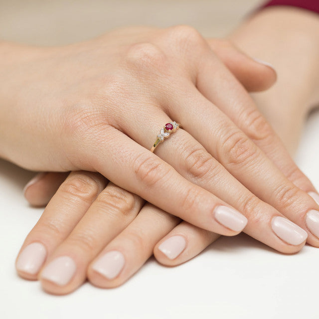 Inel Aur 14K cu Rubin 0.15 ct si Diamante Naturale 0.02 ct, imaginea 4 din 11