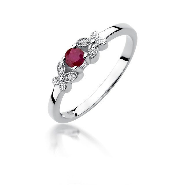 Inel Aur 14K cu Rubin 0.15 ct si Diamante Naturale 0.02 ct, imaginea 7 din 11