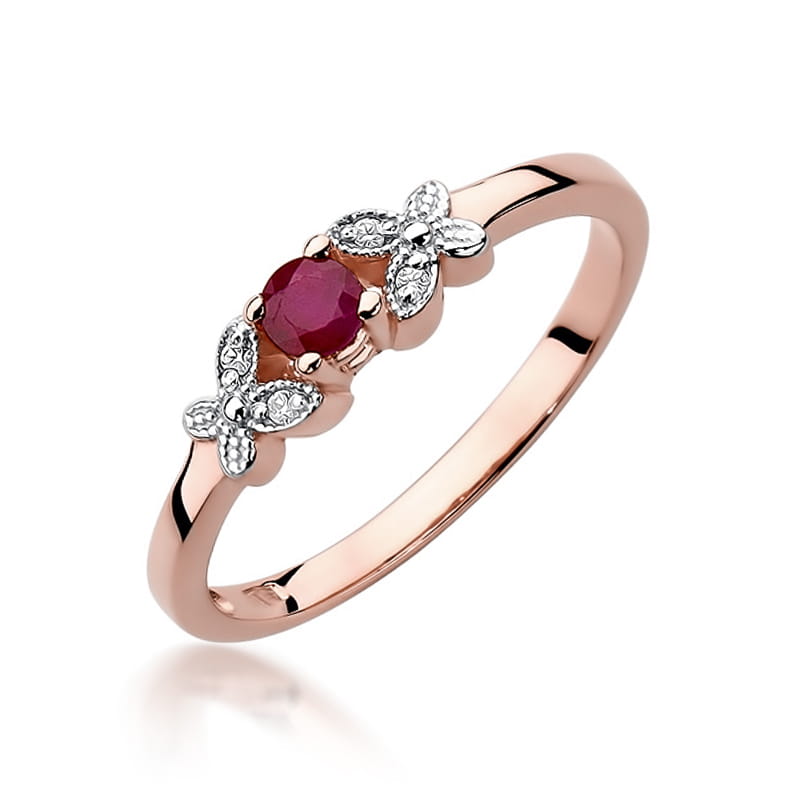 Inel Aur 14K cu Rubin 0.15 ct si Diamante Naturale 0.02 ct, imaginea 8 din 11