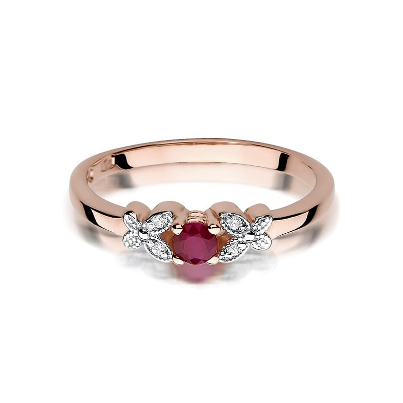 Inel Aur 14K cu Rubin 0.15 ct si Diamante Naturale 0.02 ct, imaginea 9 din 11