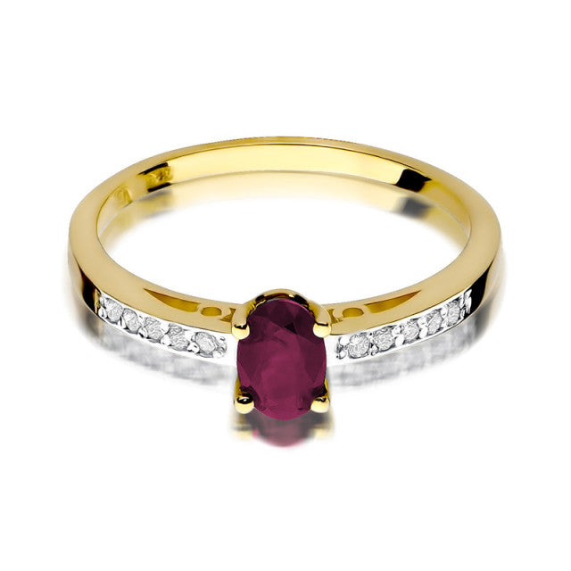 Inel Aur 14K cu Rubin 0.60 ct si Diamante Naturale 0.05 ct, imaginea 2 din 7