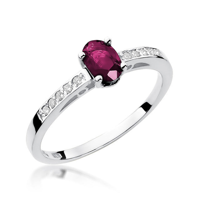 Inel Aur 14K cu Rubin 0.60 ct si Diamante Naturale 0.05 ct, imaginea 4 din 7