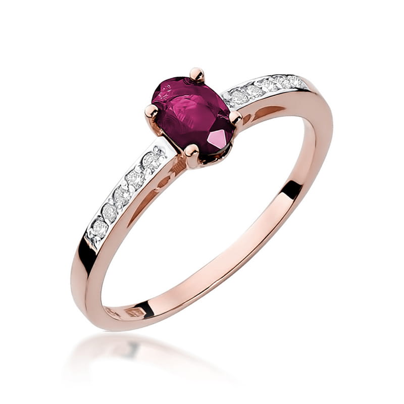 Inel Aur 14K cu Rubin 0.60 ct si Diamante Naturale 0.05 ct, imaginea 6 din 7