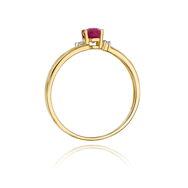 Inel Aur 14K cu Rubin 0.60 ct si Diamante Naturale 0.03 ct, imaginea 3 din 10